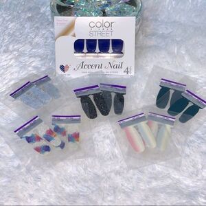Color Street, Summer Blues, Twosie sets, accent nails, nail strips